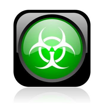 virus black and green square web glossy icon