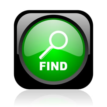 find black and green square web glossy icon