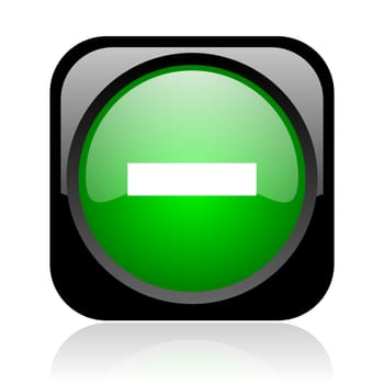 minus black and green square web glossy icon
