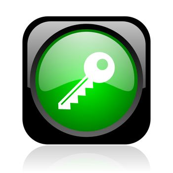 key black and green square web glossy icon