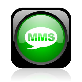 mms black and green square web glossy icon