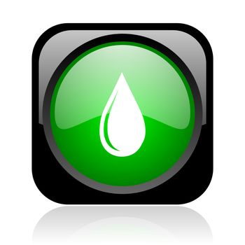 water drop black and green square web glossy icon