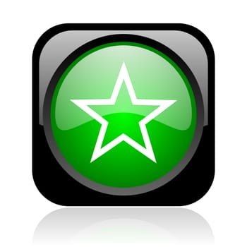 star black and green square web glossy icon