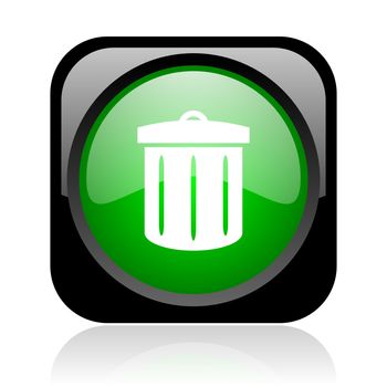 recycle black and green square web glossy icon