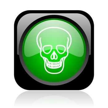 skull black and green square web glossy icon