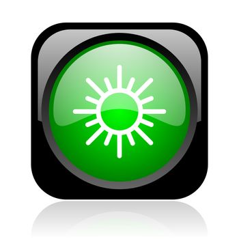 sun black and green square web glossy icon