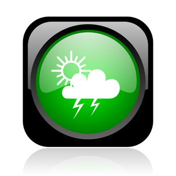 weather forecast black and green square web glossy icon
