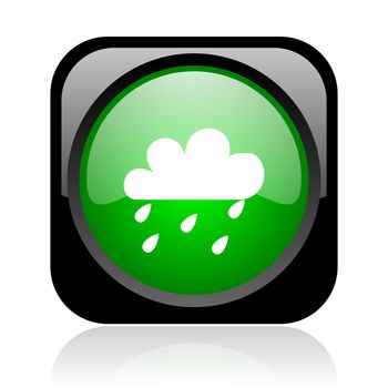 weather forecast black and green square web glossy icon