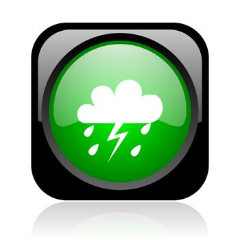weather forecast black and green square web glossy icon