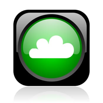 weather forecast black and green square web glossy icon