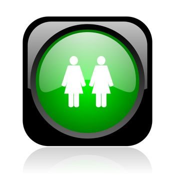 couple black and green square web glossy icon
