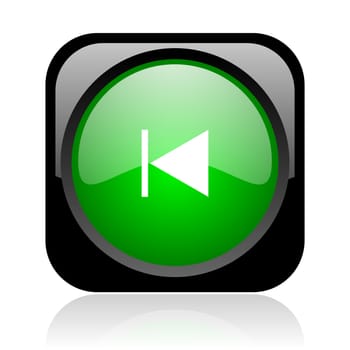 prev black and green square web glossy icon