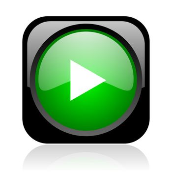 play black and green square web glossy icon