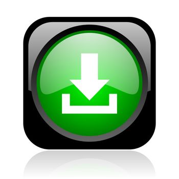 download black and green square web glossy icon