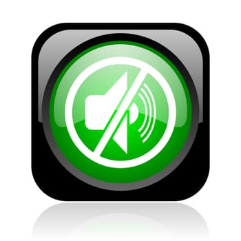 mute black and green square web glossy icon