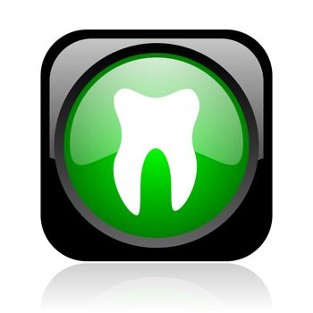 tooth black and green square web glossy icon
