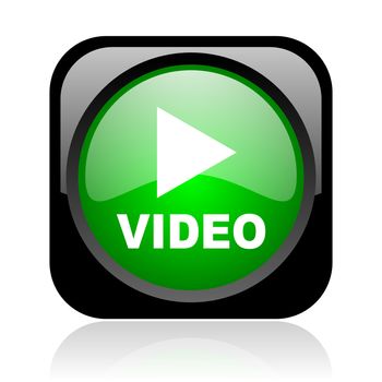 video black and green square web glossy icon