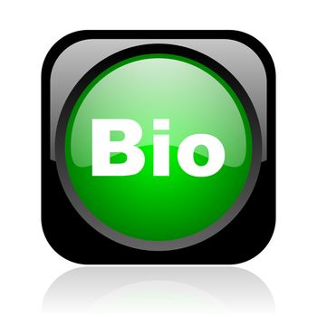 bio black and green square web glossy icon