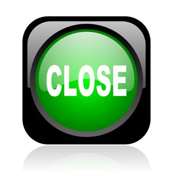 close black and green square web glossy icon
