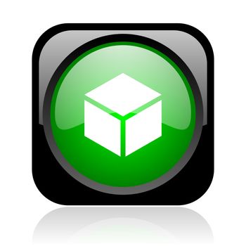 box black and green square web glossy icon
