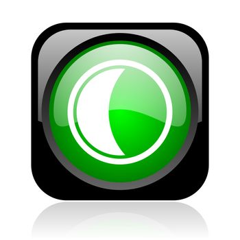 moon black and green square web glossy icon