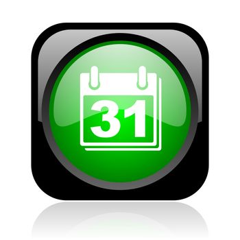 calendar black and green square web glossy icon