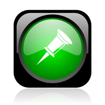 pin black and green square web glossy icon