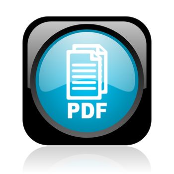 pdf black and blue square web glossy icon