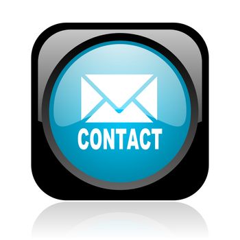 contact black and blue square web glossy icon