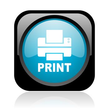 print black and blue square web glossy icon