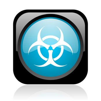 virus black and blue square web glossy icon