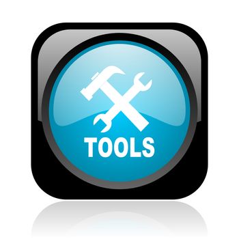 tools black and blue square web glossy icon