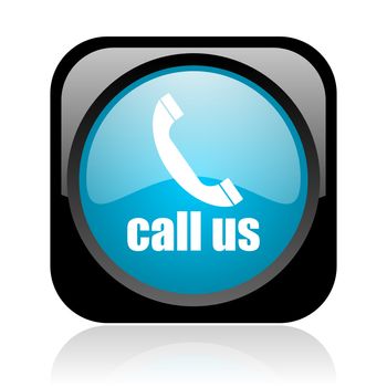 call us black and blue square web glossy icon
