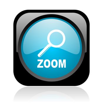 zoom black and blue square web glossy icon