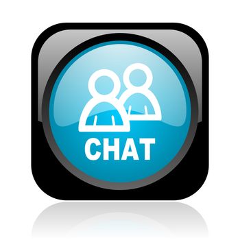 chat black and blue square web glossy icon