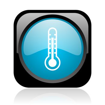 thermometer black and blue square web glossy icon