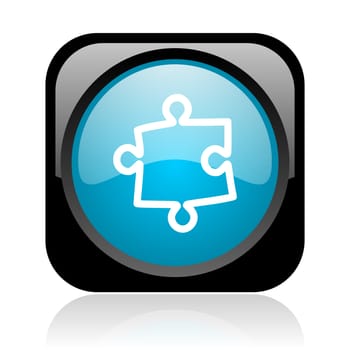 puzzle black and blue square web glossy icon