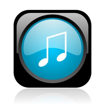 music black and blue square web glossy icon