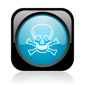 skull black and blue square web glossy icon