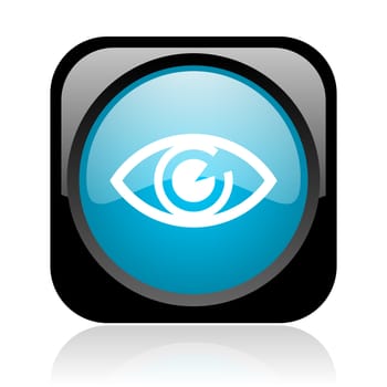 eye black and blue square web glossy icon