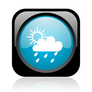 weather forecast black and blue square web glossy icon