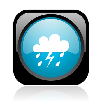 weather forecast black and blue square web glossy icon