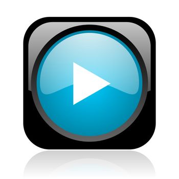 play black and blue square web glossy icon