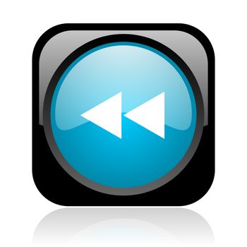 scroll black and blue square web glossy icon