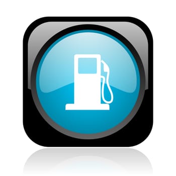 fuel black and blue square web glossy icon