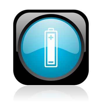 battery black and blue square web glossy icon
