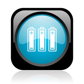 batteries black and blue square web glossy icon