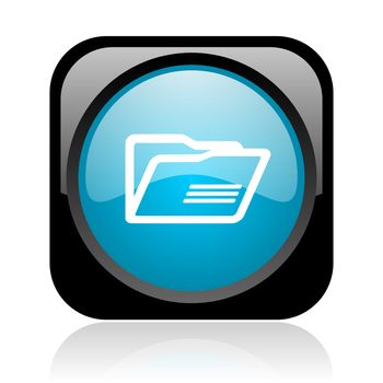 folder black and blue square web glossy icon