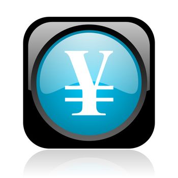 yen black and blue square web glossy icon