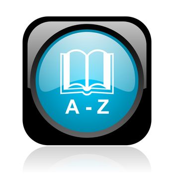 dictionary black and blue square web glossy icon